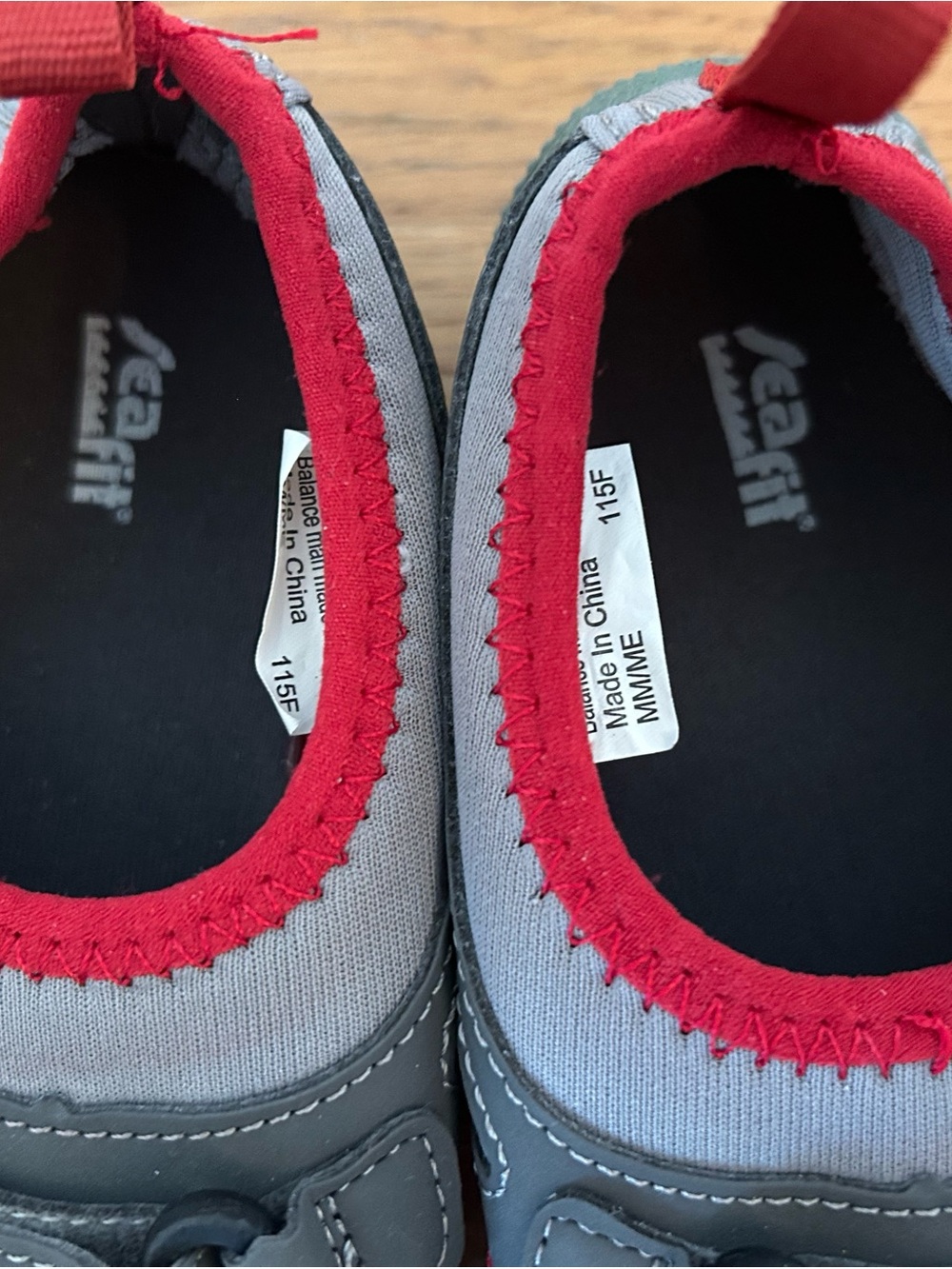 Kids Red & Gray Water Shoes by Sea Fit, youth size 3 - Picture 2 of 4